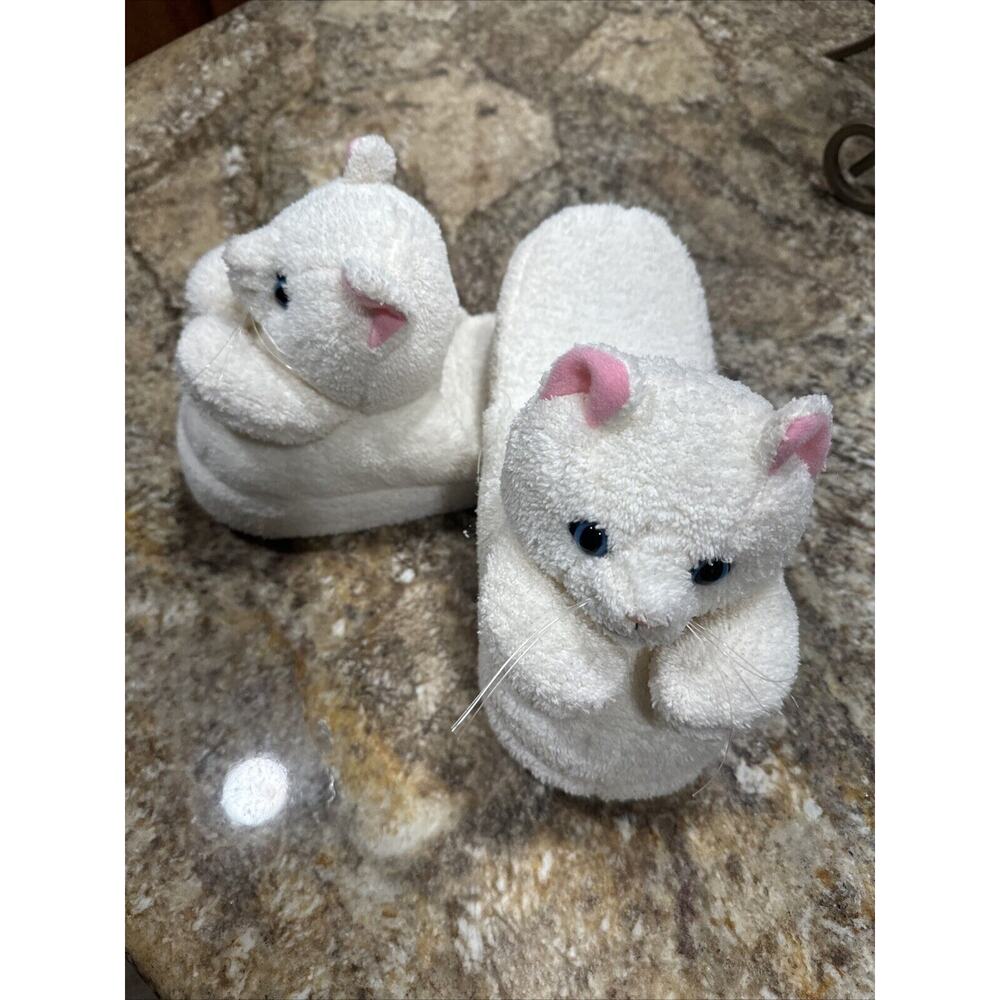 Terry Cloth Cat Slippers Women’s Size 7/8 Medium Slides Kitty Mom House Shoes